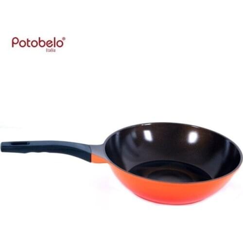 Smoke potobelo single handle wok 3d ceramic coating wok