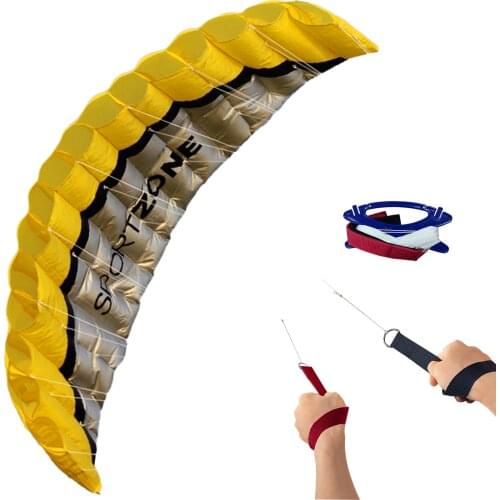NEW High Quality 2.5m Yellow Dual Line Parafoil Kite WithFlying Tools Power Braid Sailing Kitesurf Rainbow Sports Beach