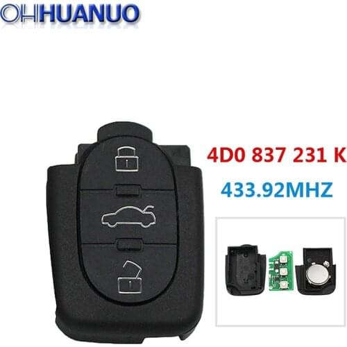 Replacemen New 3 button Folding Car Key Remote Control for Volkswagen/for Audi 433.92MHZ:4D0 837 231 K