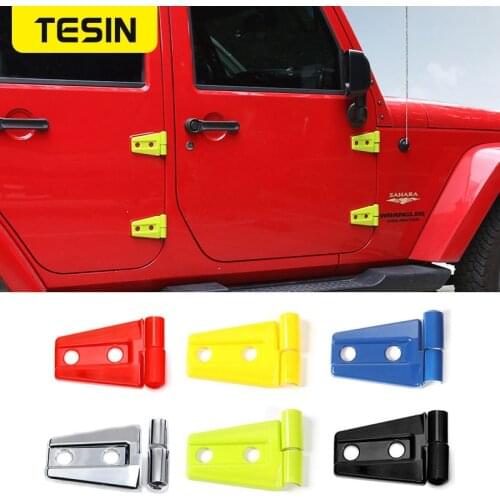 TESIN Car Door Hinge Cover Protector Trim Exterior Decoration Accessories For Jeep Wrangler JK CJ TJ