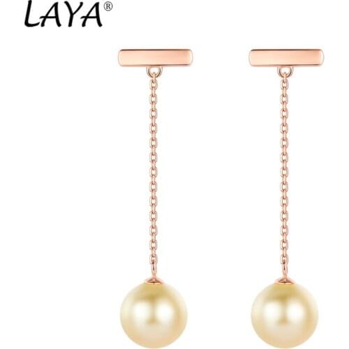 Laya Shell Pearl Earrings For Women 925 Sterling Silver Fashion Personality Design Long Chain Beads Drop Earrings Fine Jewelry
