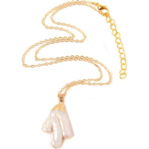 Vintage BOHO Natural Irregular White Freshwater Pealrs Pendant Necklace Gold Chain Collar Jewelry Fashion Design Women Choker