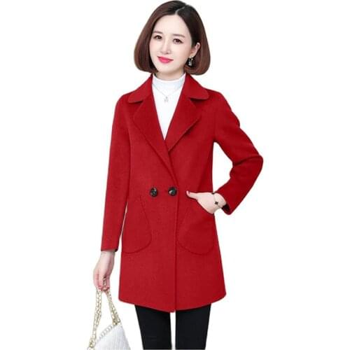 Womens Woolen Coat 2021New Female Autumn Winter Wool Overcoat Middle-aged Mother Loose Plus Size Jacket Femme Autumn Tops D