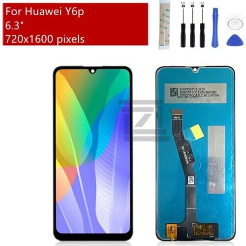 For Huawei Y6P LCD Display Touch Screen Digitizer Assembly With Frame MED-LX9 MED-LX9N Screen Replacement repair parts 6.3"