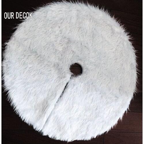 1PC White Plush Christmas Tree Skirt Aprons Christmas Tree Carpet Christmas Decorations for Home 2018 New Year Xmas Decoration