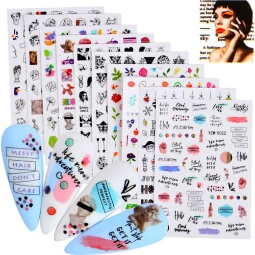 1Pcs Designer Abstract Pattern Gel Polish Nail Sticker Decals Sliders Paper Nail Art Decoration Accessories Manicure Tattoos DIY