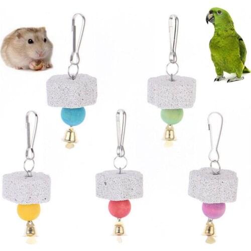 1Pc Birds Parrot Parakeet Grinding Mineral Bell Stone Molar Cage Hanging Chewing Toy Bird Toy Molar Stone Cage Toys for birds