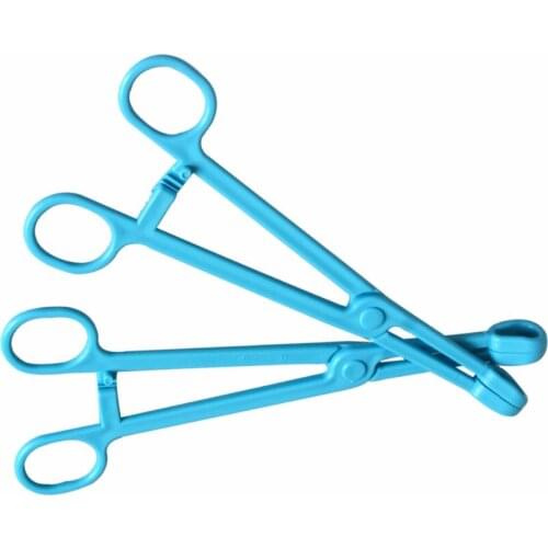 10Pcs/Pack Hot New 19cm Medical Surgical Device Locking Elbow Scissors Pliers Hemostat Plastic Light Blue Remober
