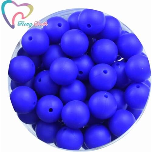 Teeny Teeth 100 PCS Royal Blue 12/15 MM Round Beads Baby Silicone Teething Beads Baby Teether Chewing Toy Tooth Accessories