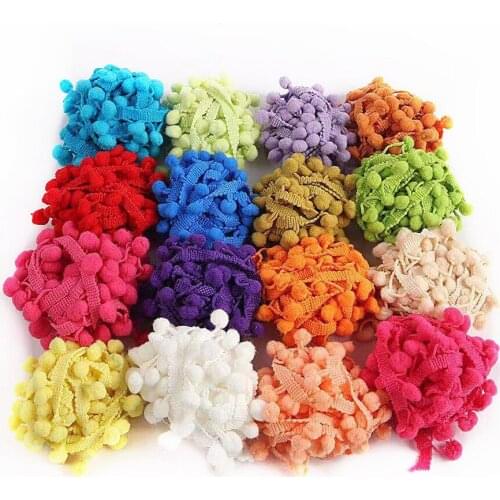12yards/lot Tassel Lace Ribbon Pompom Trim Fabric For Sewing Garment Pillow Shoes Bag Accessory K0204