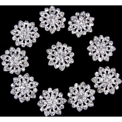 2018 New Arrival Real Washable Eco-friendly 10pcs 23mm Flower Rhinestones Shank Buttons Metal Diy Hairwedding Accessories
