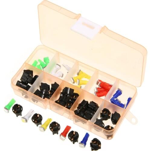 30pcs Car Auto T5 T10 5050 SMD Car LED Light Bulbs Instrument Panel Dashboard Light Bulbs Lamp 12V 5 Kind Color Car Lights