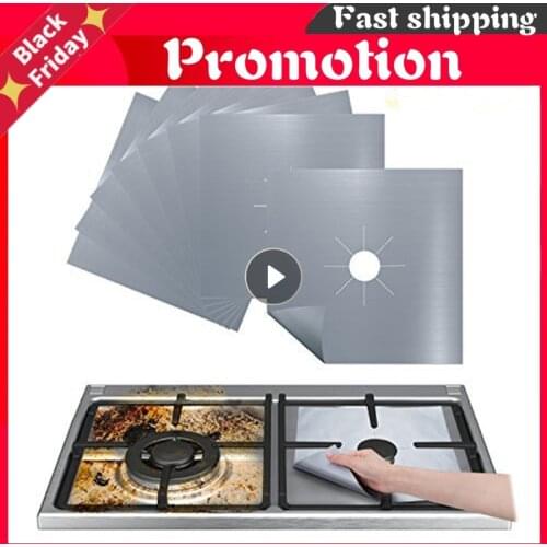 4PCS Set Reusable Foil Cover Gas Stove Protector Non-Stick Stovetop Burner Sheeting Mat Pad Clean Liner For Kitchen Cookware New