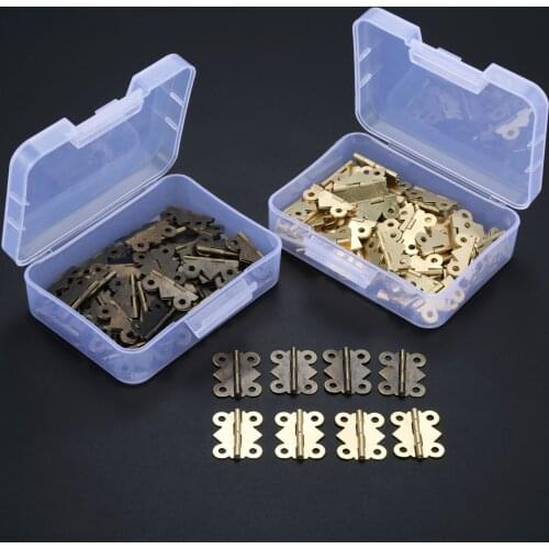40pcs/box Jewellery Box Decorative Hinges 25x20mm Mini Butterfly Door Hinge Cabinet Furniture Hardware +Screws+Storage Box