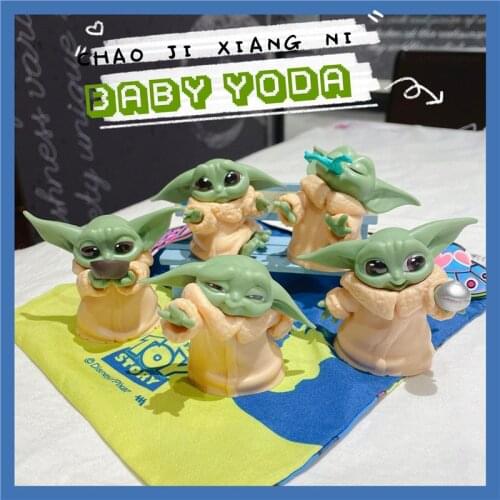 5pcs/set Baby Yoda Grogu Action Figure Toys 5-6cm Yoda Baby Action Toys Star Wars Figuras Hot Kids Toys Xmas Gifts