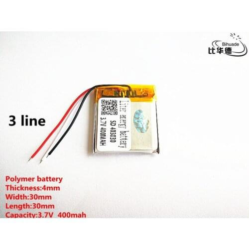 5pcs/lot 3 line Good Qulity 3.7V,400mAH,403030 Polymer lithium ion / Li-ion battery for TOY,POWER BANK,GPS,mp3,mp4