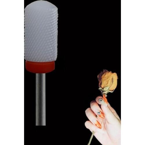 White Ceramic Nail Drill Bit - Large Smooth Top Bit - F