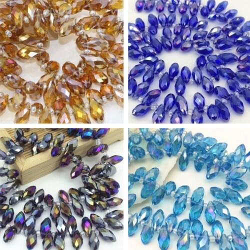 Free shipping 9 colors glass crystal spacer beads 6*12mm 90pcs waterdrop teardrop horizontal hole diy findigns accessories B2878
