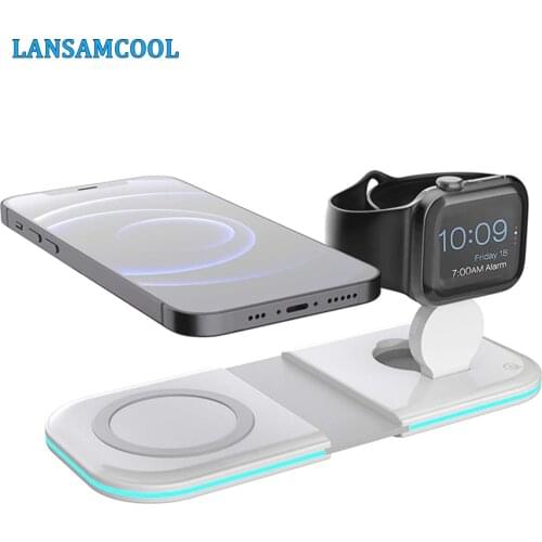 2 in 1 Wireless charger For Magsafe iPhone 12 Pro Max 15W Magnetic Dual Folding Qi Wireless Charging Dock For Apple iWatch