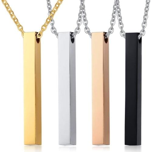 50 MM Stainless Steel Cuboid Pendant Necklace Simple Fashion Women Charms Gold Long Chain Collier Femme 2018 Statement Jewelry