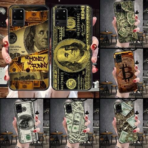 Money Banknote Dollar Phone case For Samsung Galaxy Note 4 8 9 10 20 S8 S9 S10 S10E S20 Plus UITRA Ultra black tpu waterproof