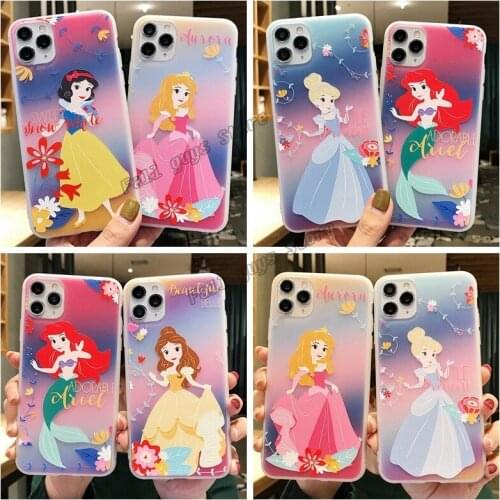 Disney Mobile Phone Accessories for IPhone11Pro XR XS XsMax 7Plus 8Plus Cartoon Anime Print Bai Xue Princess Mermaid Tpu Case