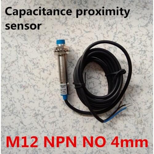 Cylinder type proximity capacitance sensor M12 NPN NO normally open switch DC 3 wires distance 4mm detect metal/non-metal