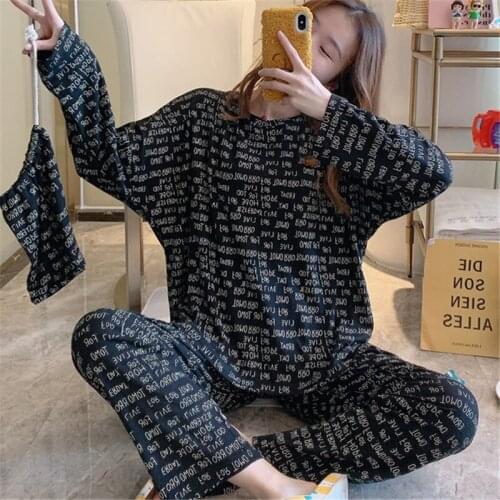 Home service two-piece suit loose plus fat pajamas 2020 new ladies cotton sleepwear Korean style simple yukata kimono ночнушка