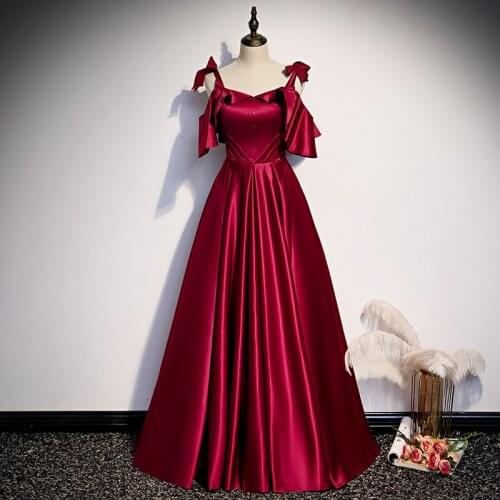 Spaghetti Strap Elegant Evening Dress Ruffles Short Sleeves A-Line Simple Boat Neck Floor-Length Party Formal Dresses Woman B998