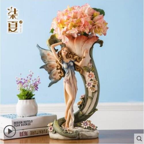 European-style living room with beautiful Beauty vases Dry Flower Decoration Flower Arranger Fresh Wedding Gift Vase