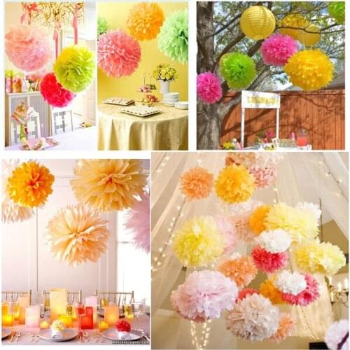 Hot saling 1 pcs/lot 6-10-12 Inch Tissue Paper pom Poms Wedding Party Paper pompom Flower For Wedding Decoration pom poms
