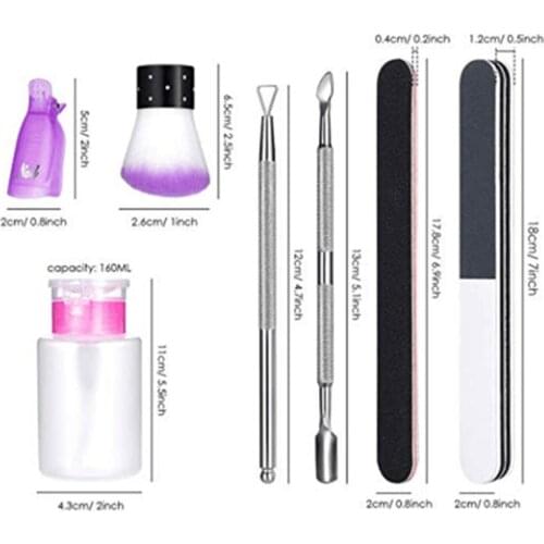 Hot Sale Nail Polish Remover Tool Set Cuticle Pusher Wipe Cotton Pads Pump Bottle Nail Clip Manicure Polishing Strip