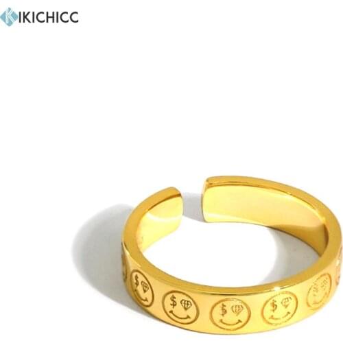 Kikichicc 100% 925 Sterling Silver Gold Smile Rings Women Rock Punk Luxury Fashion Fine Jewelry Wedding Resizable Rings Jewels