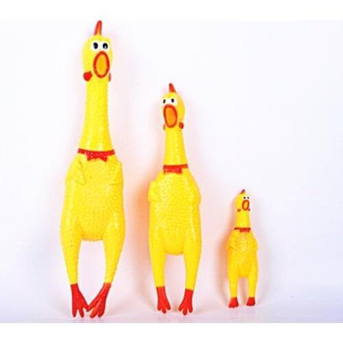 Screaming Chicken Squeeze Sound Toy for Dogs Super Durable & Funny Squeaky Yellow Rubber Chicken Dog Chew Toy