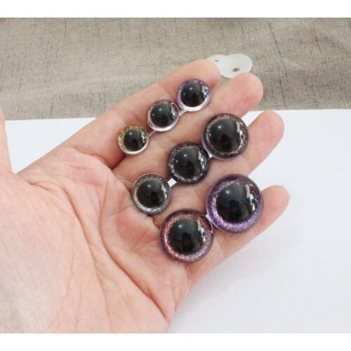 500pcs/lot 13mm-24mm round plastic safety clear toy eyes +glitter Nonwovens +hard washer for plush doll-size&color option-N8