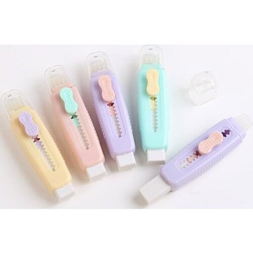 Creative Push Pull Eraser With soft Brush Pencil Rubber For Kids Drawing Writing Wiping Stationery School Supplies