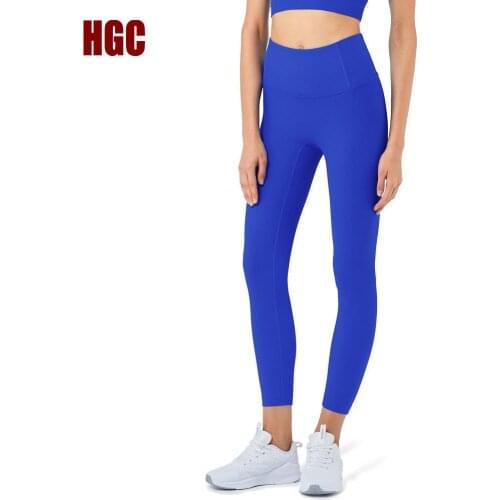 HGC Leggings Sport Women Fitness Yoga Pants High Waist Workout Running Squat Proof Elastic Nylon Capri Dry Fit Sexy Gym Tights