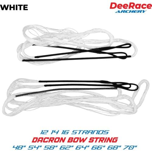 Archery Recurve Bow White String Dacron Material 48" 54" 58" 60" 62" 64" 66" 68" 70" Inches 12 14 16 Strands