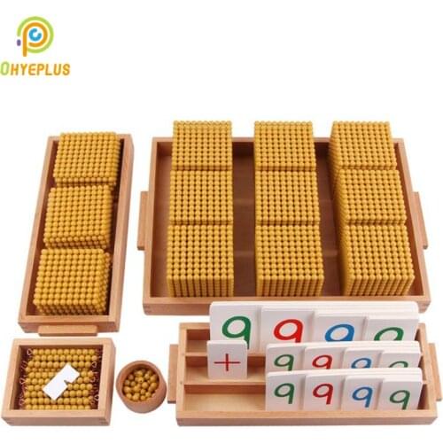 Montessori Mathematics Materials Golden Beads Set W/ Mat Bank Game Kids Math LearningToys Preschool Early Educational Equipment