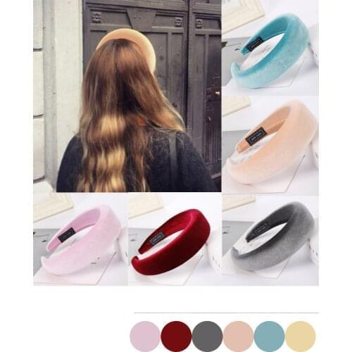 Fashion Padded Headbands for Women Wide Bezel Headbands Thick Velvet Hair Hoop Girls Sponge Non-slip Headband Hair Accessories#L