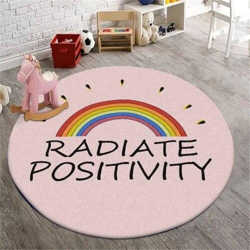 Cartoon Rainbow Childrens Round Rug Pink Room Decoration Cute Non-slip Carpet Round Kids Floor Mat Sitting Room Bed Room Carpet