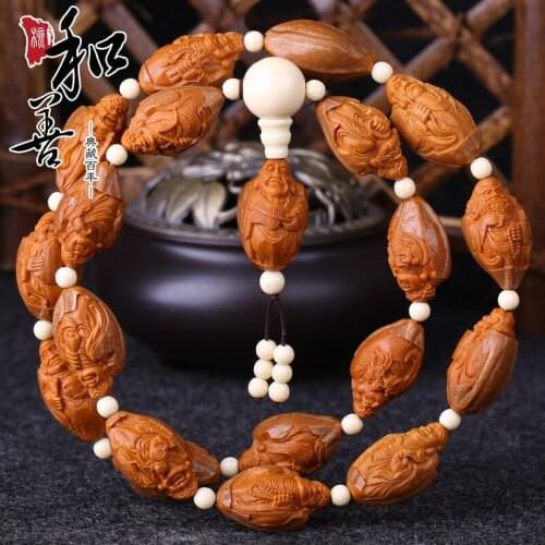 Olive core carving olive core long string male whole eighteen Rohan long string olive hu necklace one-sided Rohan