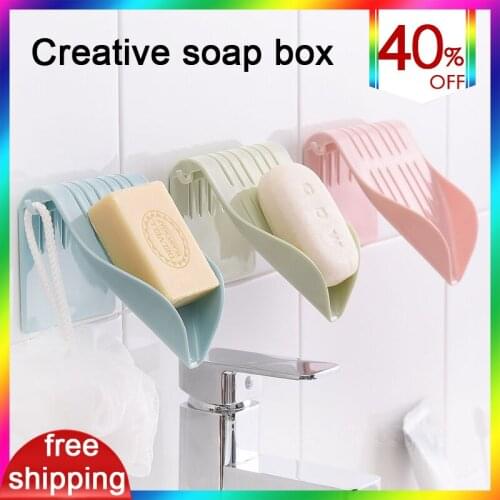 Leaf Shaped Soap Box In The Bathroom Cell Phone Tray DrainWell Hanging Toilet Soap Dish Creative Belt Hook Smart Gadgets ForHome