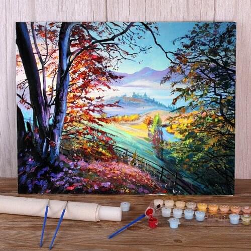 Landscape Morning Fogs Coloring By Numbers Painting Set Acrylic Paints 40*50 Canvas Pictures Home Decoration Drawing