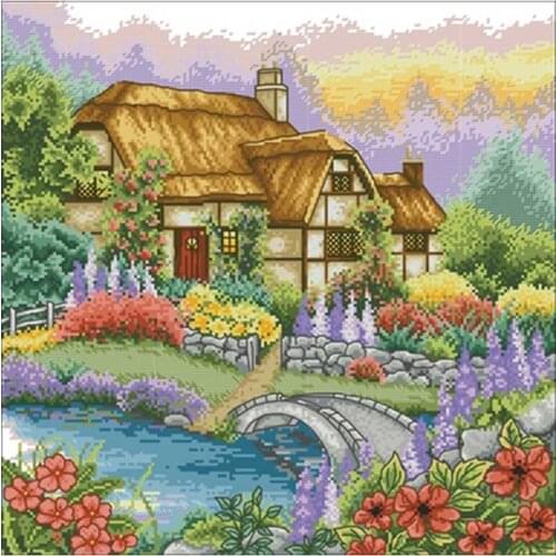 Waterside garden patterns Counted Cross Stitch 11CT 14CT 18CT DIY Chinese Cross Stitch Kits Embroidery Needlework Sets