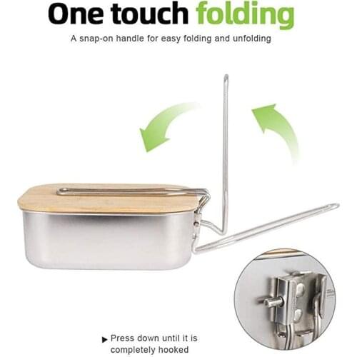 Dinnerware Sets Bamboo Lid Portable Bento Container, Stainless Steel Box with For Outdoor Picnic Camping Bento Box Lunch Box