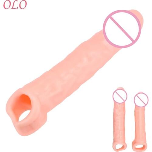 OLO Dildo Penis Sleeve Comdom Reusable Condoms Penis Extender Sleeve Penis Sleeve Rubber Dick Male Cock Extender Sex Toy for Man