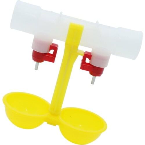 30 Sets Chicken Waterer Dual Ball Drinking Double Hanging Cup Pigeon Quail drinking Cup Yellow Water Bowl Ball Nipple 25mm Pipes