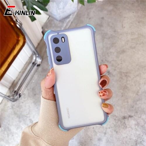 Shockproof Armor Matte Back Cover For HuaWei P40 P30 Pro Plus Lite E 5G XL P Smart S 2021 Soft Candy Color Phone Case