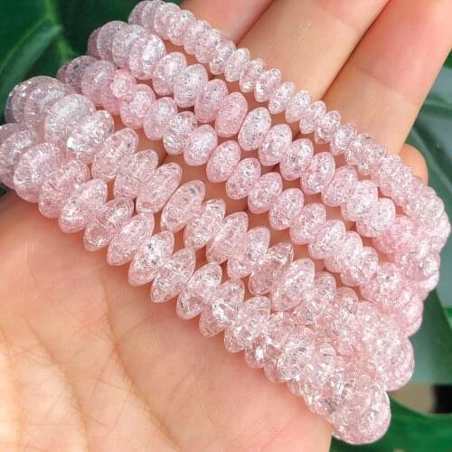 Pink Snow Cracked Crystal Round Rondelle Beads Loose Spacer Beads For Jewelry Making Diy Bracelet Necklace 15'Strand 6 8 10mm